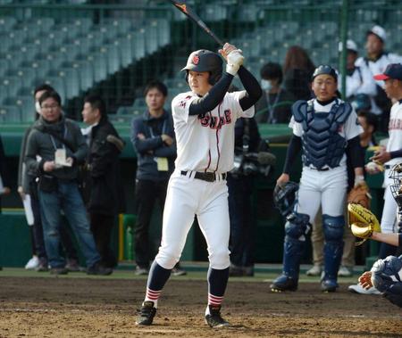 　シート打撃で打席に立つ元中日のいなべ総合・西川副部長