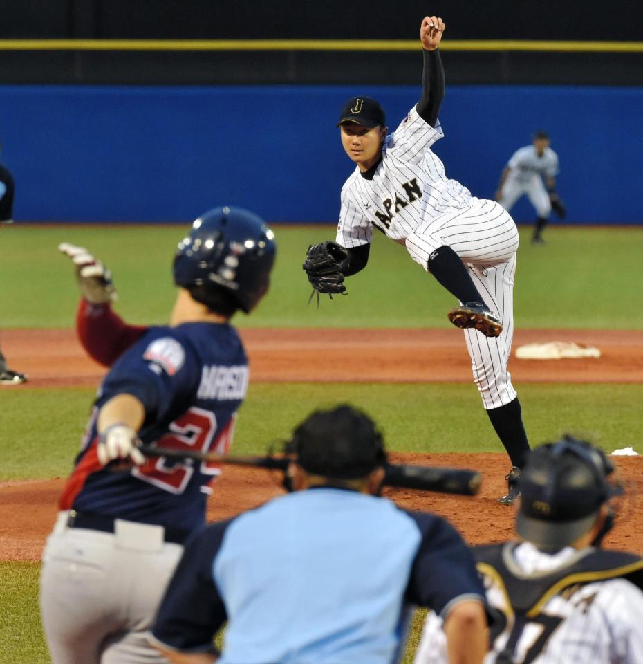 日米大学野球の第３戦に先発した東大・宮台＝神宮（撮影・出月俊成）