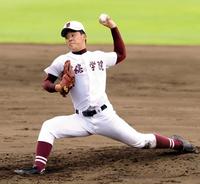 ６安打完封勝利で甲子園出場を決めた常総学院・鈴木昭汰＝茨城・水戸市民球場（撮影・開出牧）