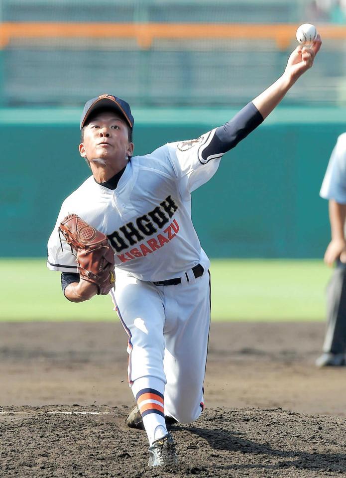 　完封勝利を挙げた木更津総合・早川