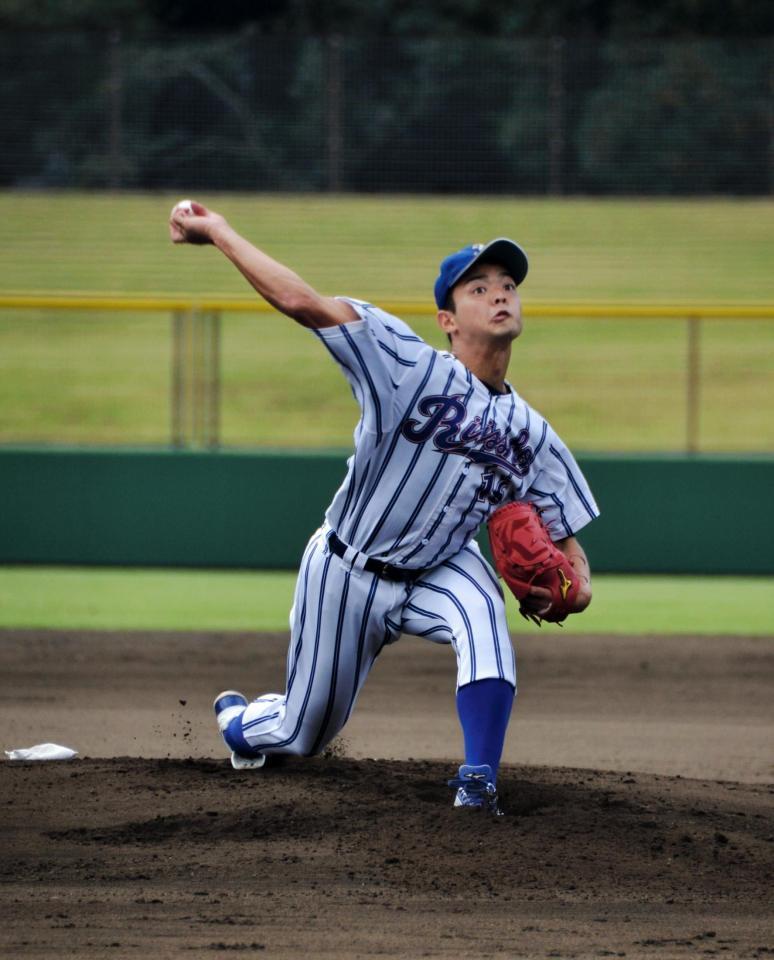 ６回２失点の力投も及ばず敗れた立正大・黒木