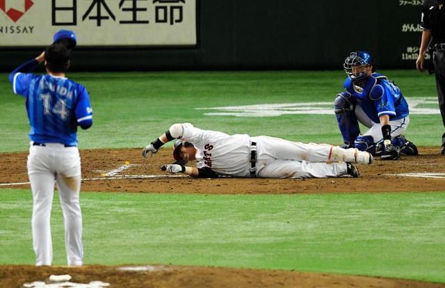 巨人・村田　死球受けるも意地の一発