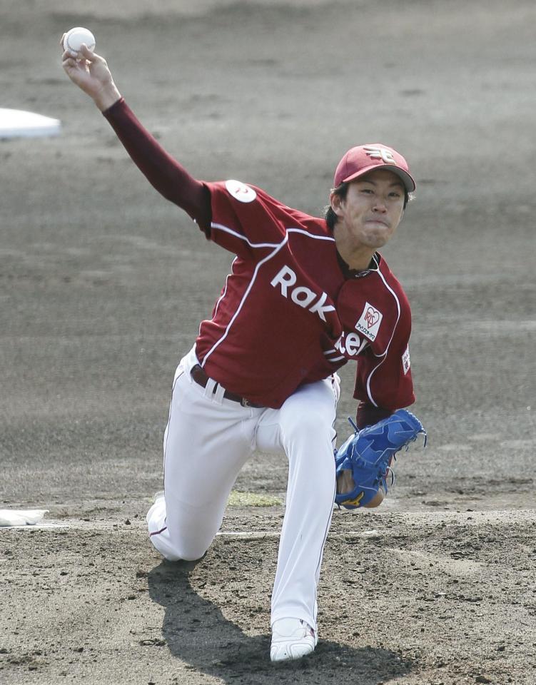 　西武との練習試合に先発した楽天・岸