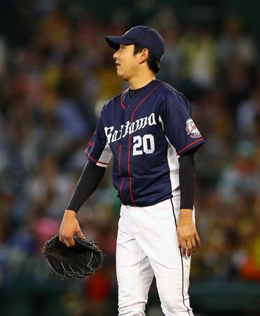 　４回、阪神・俊介に左中間本塁打を打たれた西武・野上