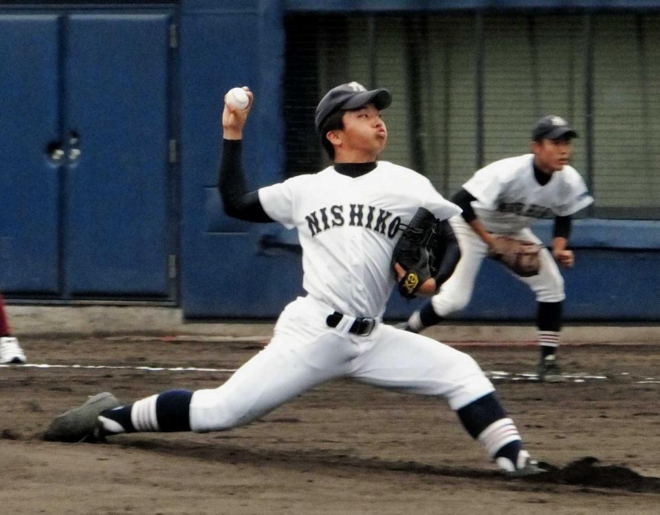 　大阪桐蔭との練習試合で７回３安打３失点の好投を見せた市西宮・山本