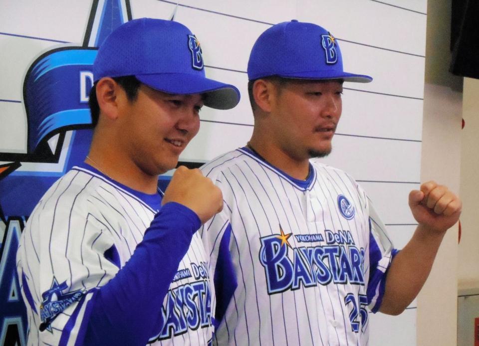 オールスターファン投票に選出されたＤｅＮＡの筒香（右）と山崎康（左）