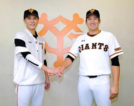 　オールスターにファン投票で選出された坂本勇（左）と菅野