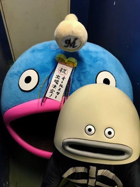 １５日の球宴第２戦に登場するロッテの新キャラ「謎の魚」