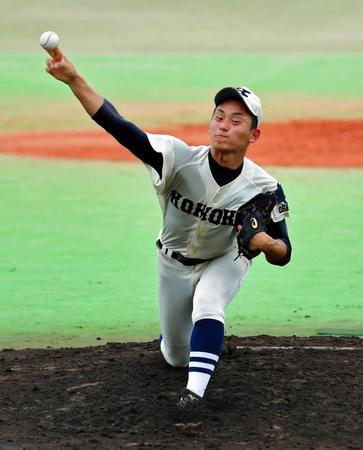 　４回、力投する興国・植田