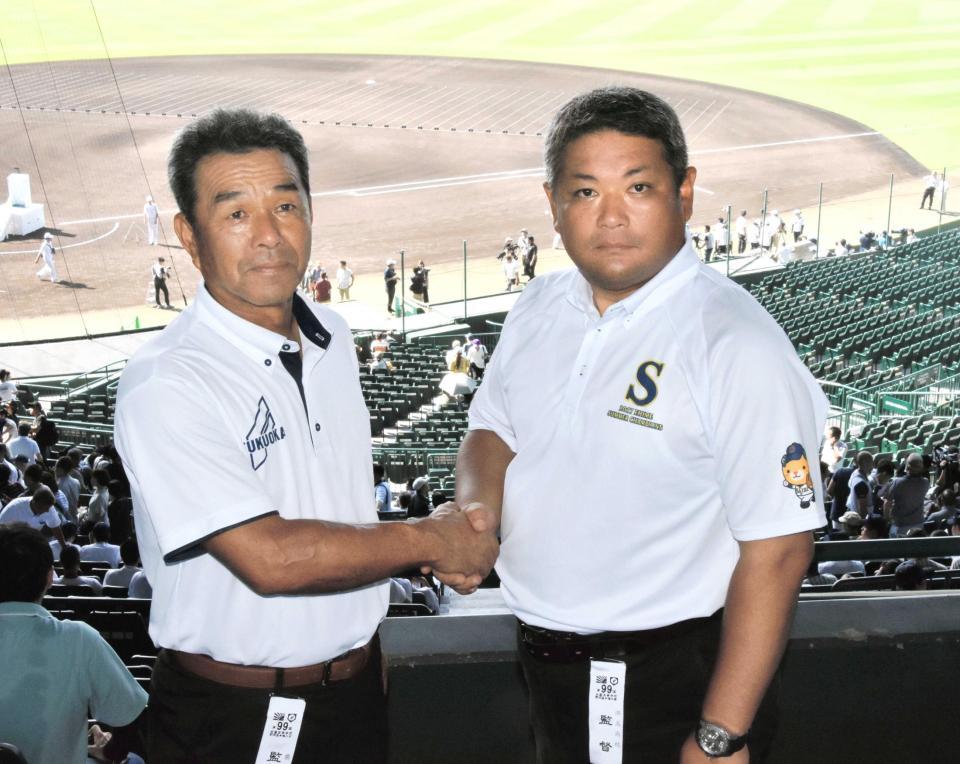 済美・中矢監督、打ち勝つ！東筑・青野監督と対談/野球/デイリー