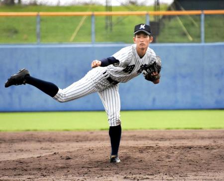 　５回無失点と好投した明徳義塾・市川