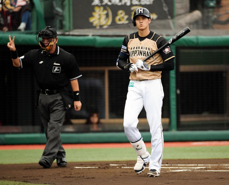 日本ハム・大谷、第1打席は見逃しの三振 今季最終戦「3番・DH」で
