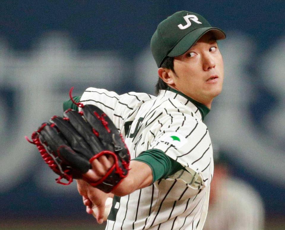 三菱重工広島戦に先発したＪＲ東日本・田嶋　