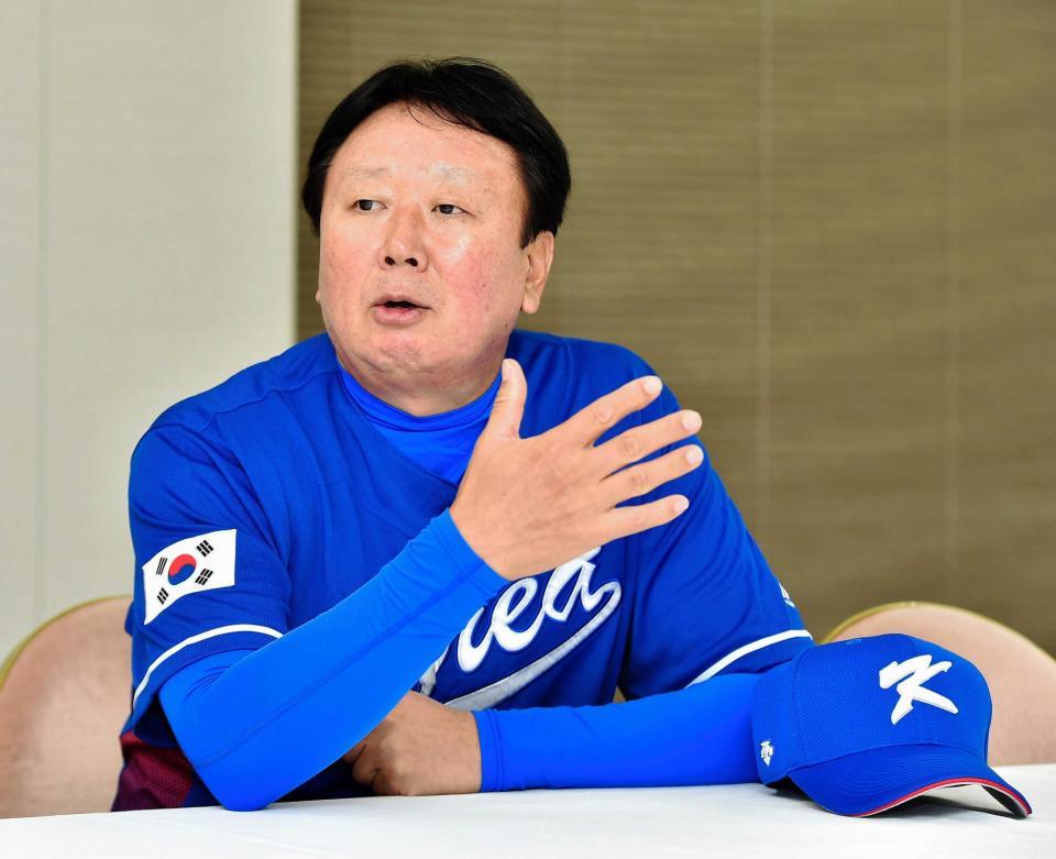 　韓国野球の現状について話す宣銅烈監督