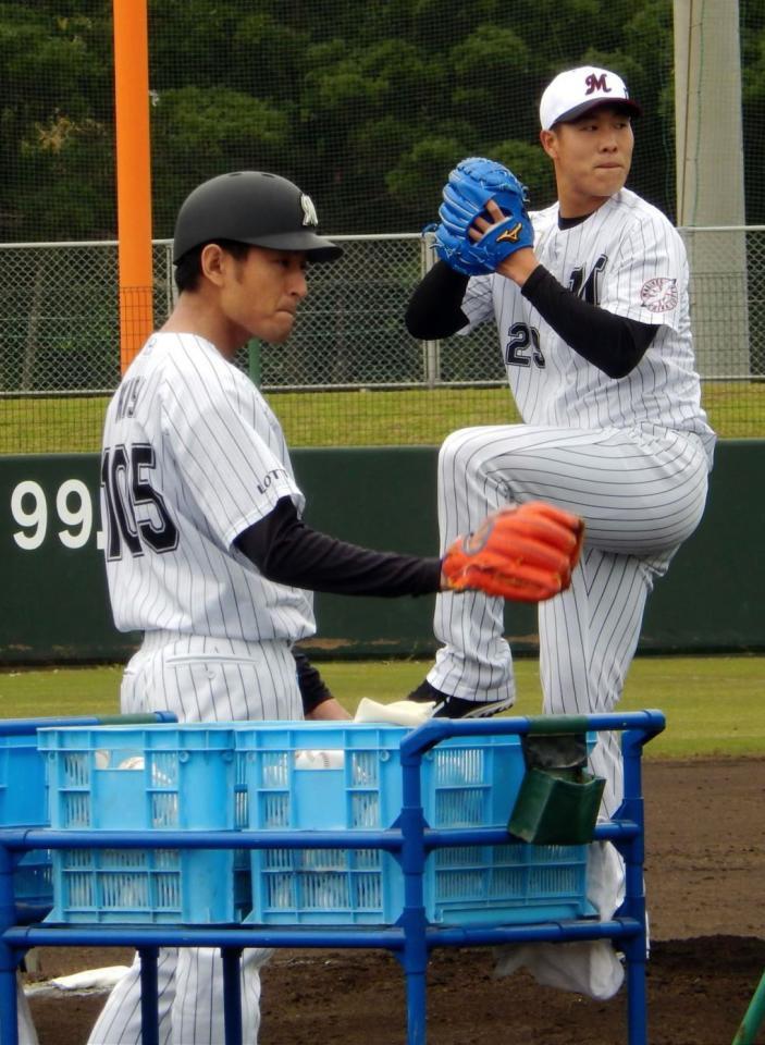 打撃投手を務めた西野