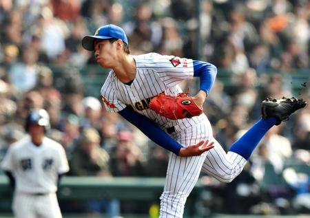 先発投手の中央学院・大谷＝甲子園（撮影・中田匡峻）