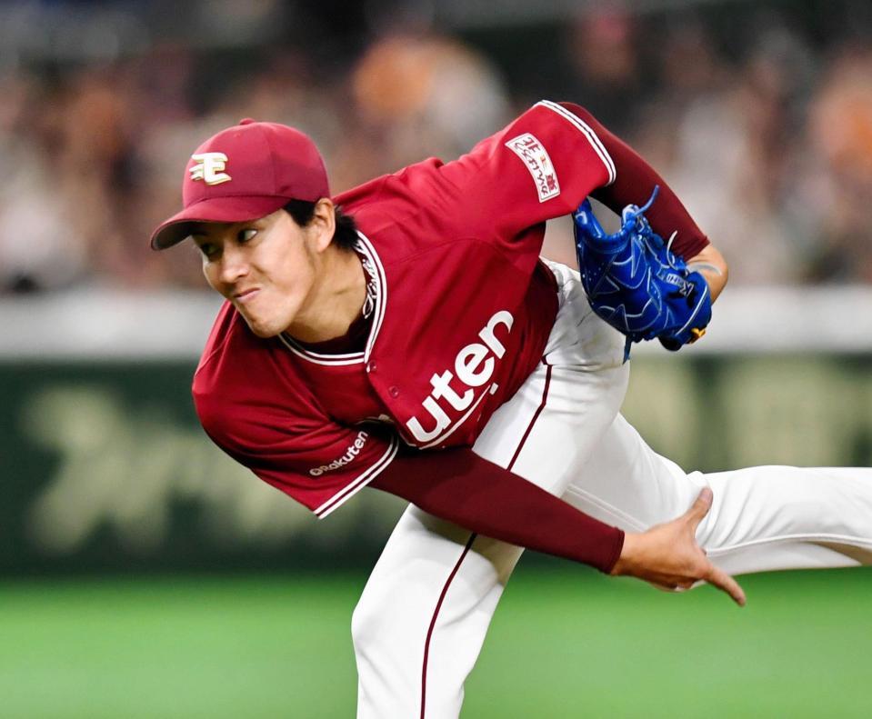 巨人打線を相手に力投する岸＝東京ドーム