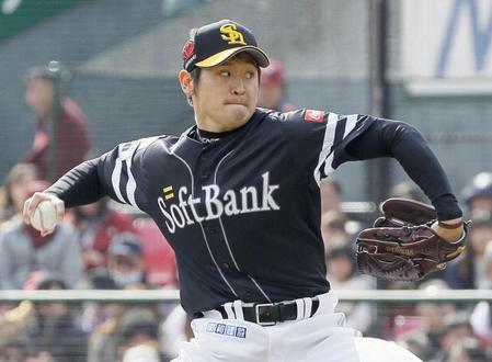 　楽天戦に先発し、７回無失点で今季初勝利を挙げたソフトバンク・中田＝楽天生命パーク