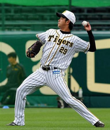 キャッチボールで調整する阪神・高橋遥人＝甲子園（撮影・北村雅宏）