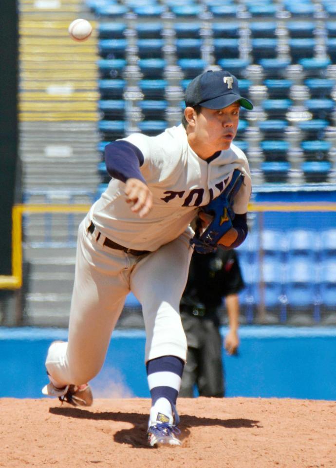 　駒大戦でリーグ新記録の１試合２０奪三振をマークした東洋大・上茶谷