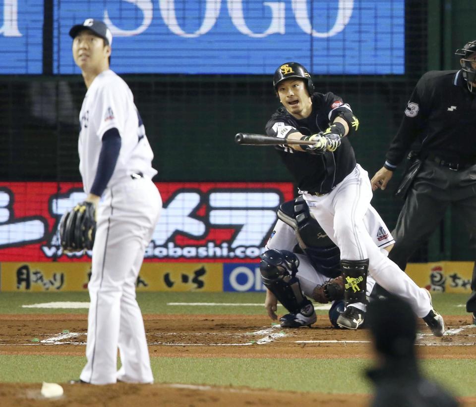 ソフトバンク松田、お得意様十亀から先制本塁打 今季は3試合連発/野球