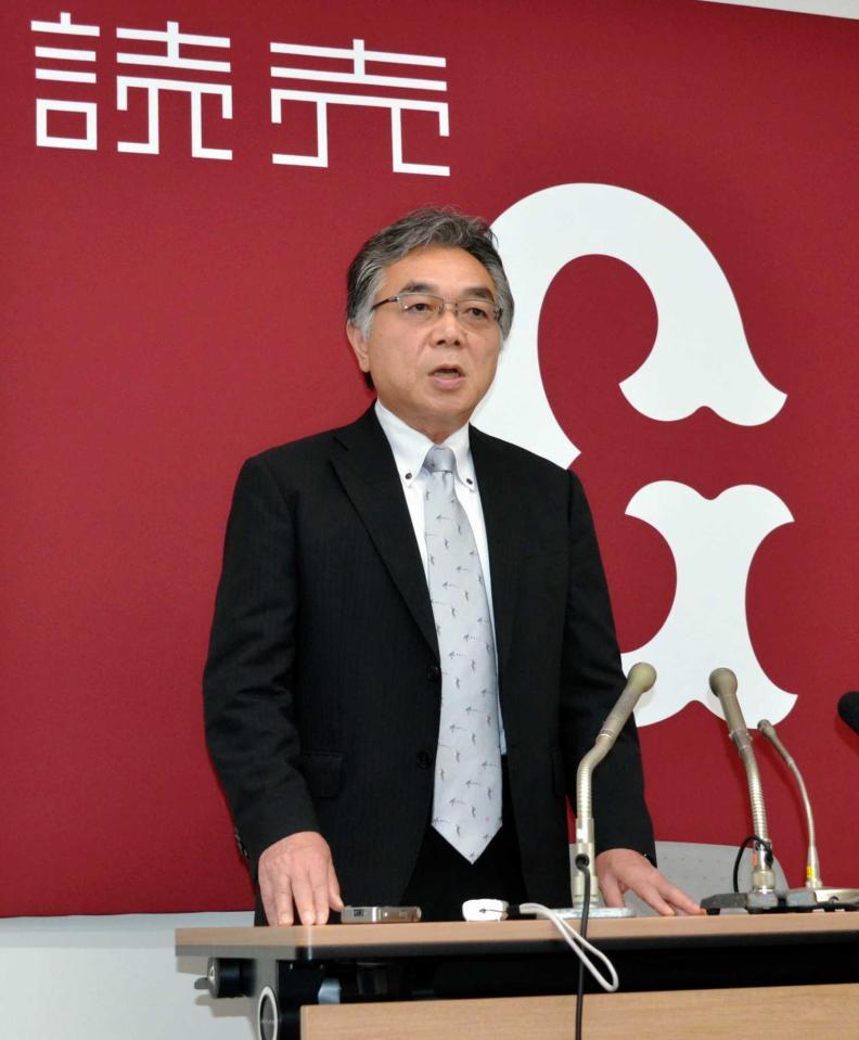 　会見した巨人・石井球団社長