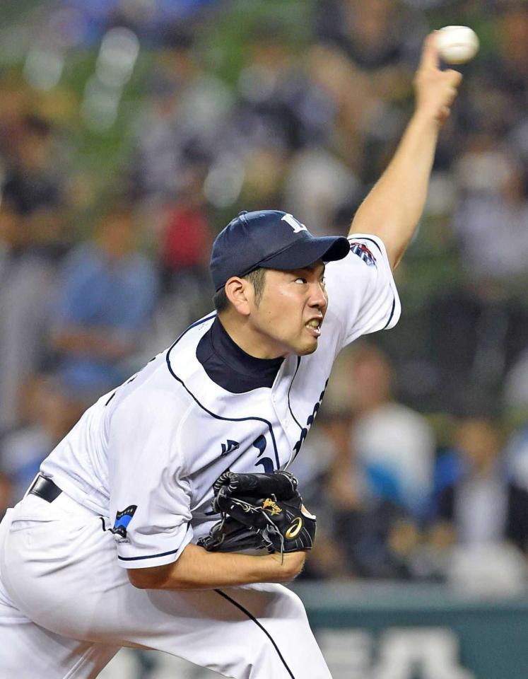 　ロッテ打線に立ち向かう菊池