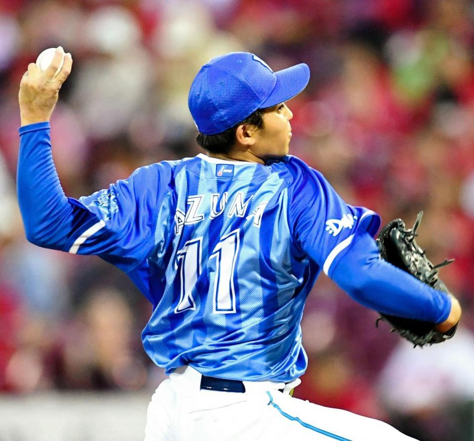 先発で力投をみせる東（撮影・飯室逸平）