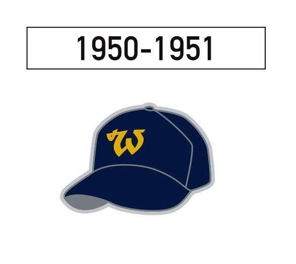 歴代のキャップデザインを復刻したピンバッジ