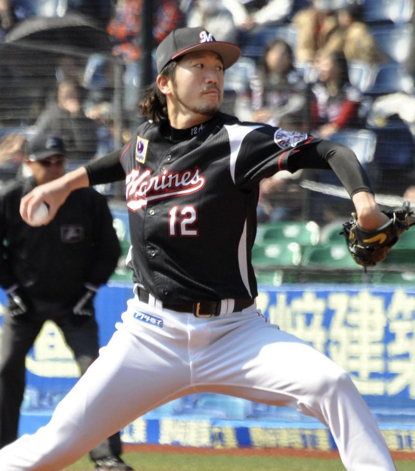 　台湾プロ野球ラミゴとの交流試合に先発したロッテ・石川＝ＺＯＺＯマリン
