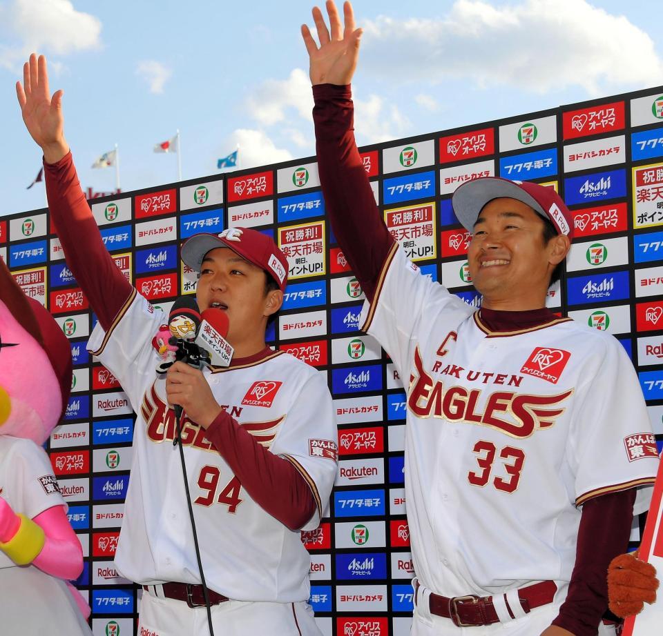 ５連勝に貢献した（左から）今季２勝目を挙げた楽天・石橋、３安打４打点の銀次