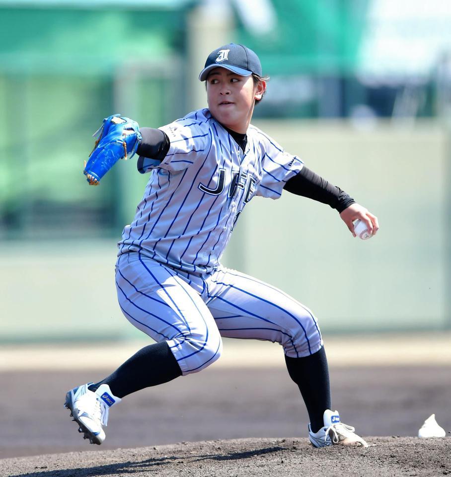 阪神打線を相手に力投するＪＦＥ西日本・河野竜生＝鳴尾浜（撮影・田中太一）