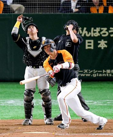 　９回、二飛に倒れ、無安打に終わった坂本勇（撮影・堀内翔）