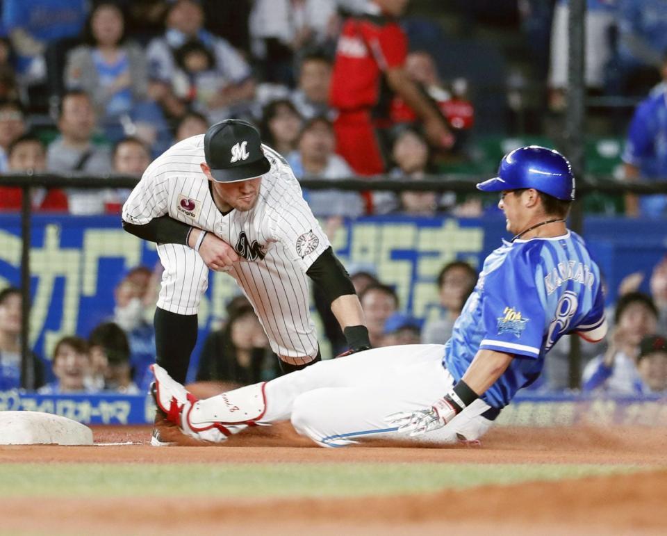 　６回、神里が左中間に二塁打を放つも三塁でアウトとなりサイクル安打を逃す。三塁手レアード＝ＺＯＺＯマリン