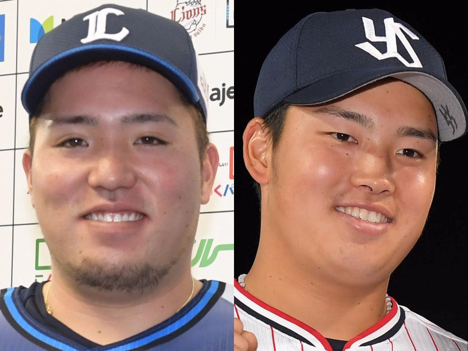 　西武・山川（左）とヤクルト・村上