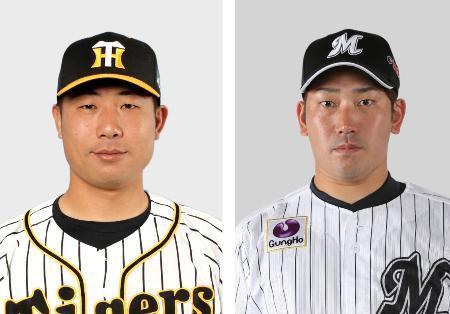 　阪神の石崎剛投手（左）、ロッテの高野圭佑投手　