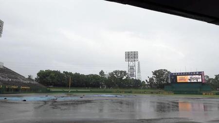雨天のためオリックス対ソフトバンクが中止になったわかさスタジアム京都