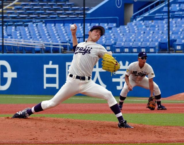 明大・森下がリーグ現役最多タイの通算１４勝　１２回２失点１５奪三振、東大を振り切る