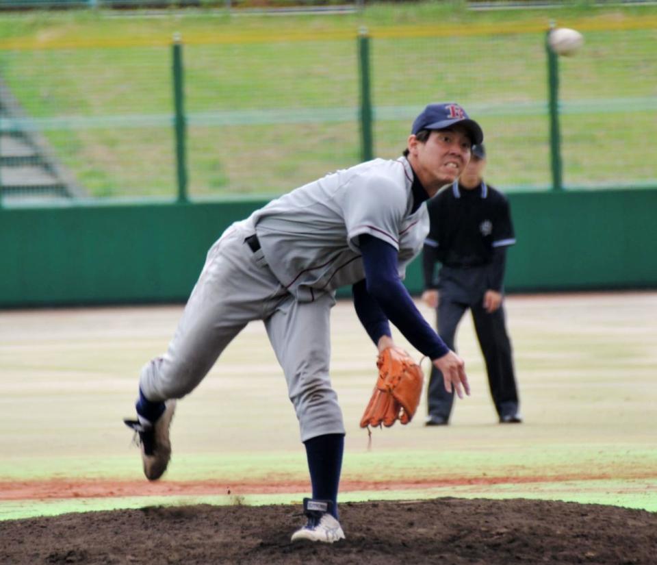 ２年ぶりにリーグ戦で登板した立命大・福島（撮影・道辻　歩）