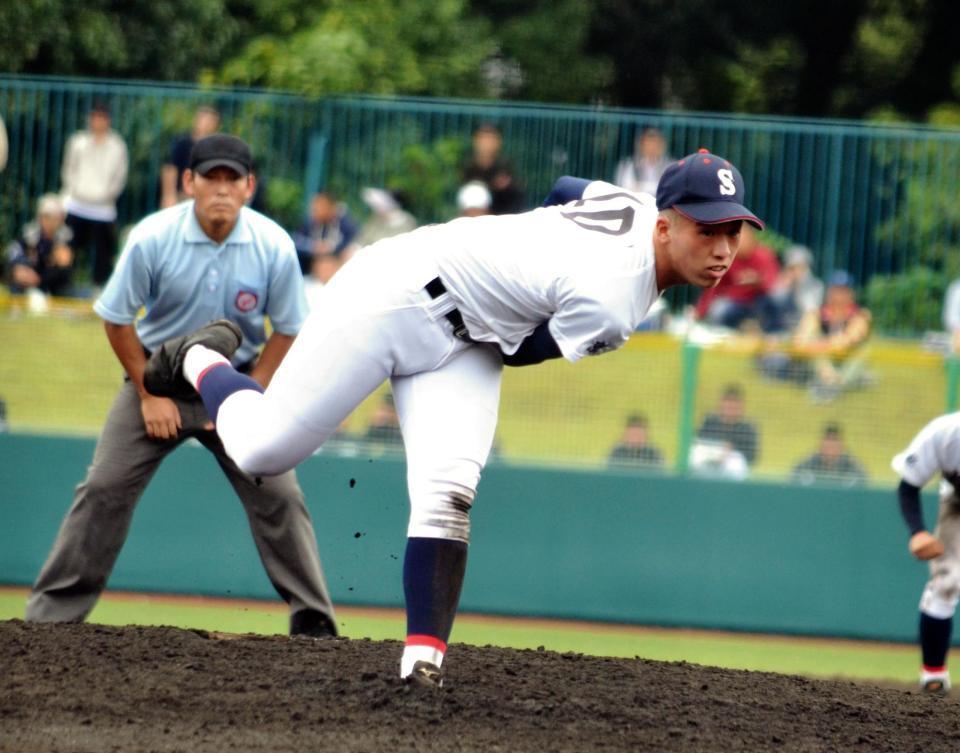 ３番手で登板し、２安打無失点７奪三振の好投を見せた大越（撮影・永井優花）