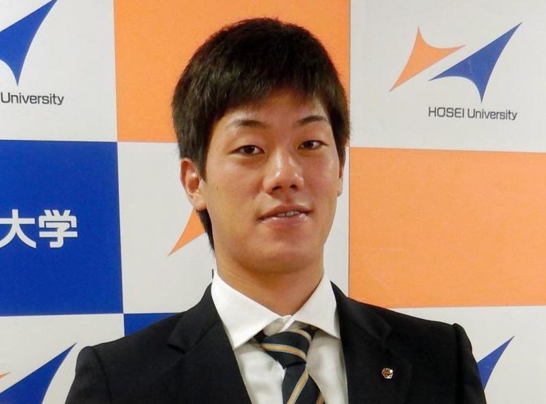 　ロッテからドラフト５位指名を受けた法政大・福田
