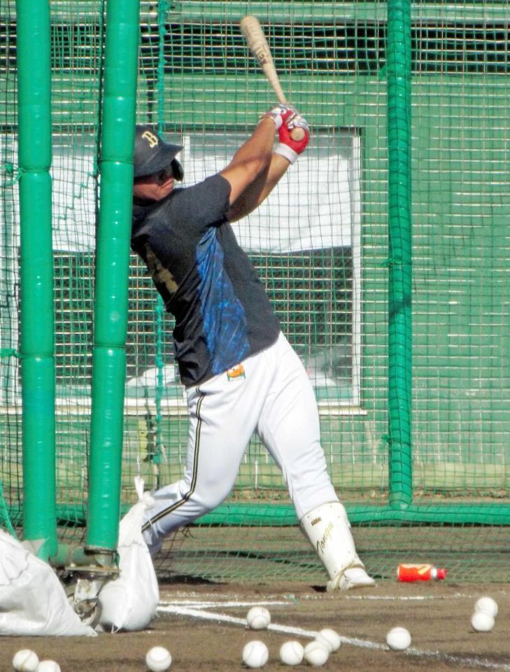 　特打でバックスクリーン破壊弾を放った頓宮