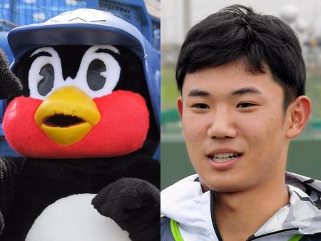 　つば九郎（左）と奥川