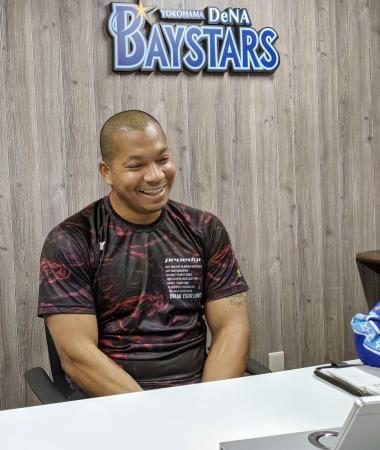 　オンラインで取材に応じるＤｅＮＡのロペス＝横浜スタジアム（球団提供）