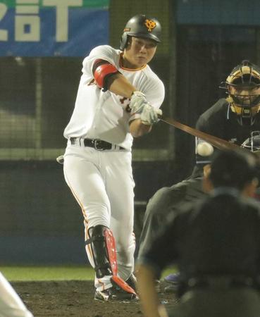 　昨年９月４日、プロ初安打を放った山下＝群馬・上毛新聞敷島球場