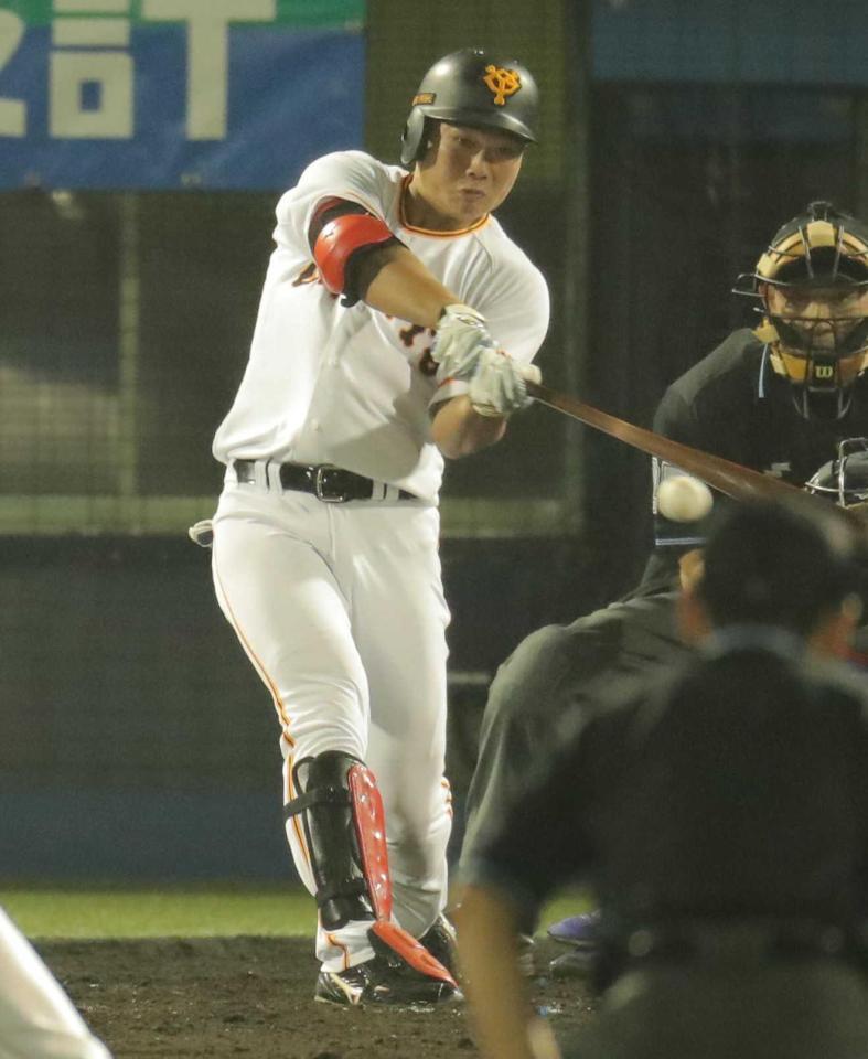 　昨年９月４日、プロ初安打を放った山下＝群馬・上毛新聞敷島球場