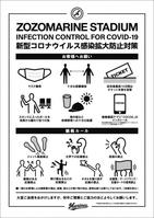 10日にＺＯＺＯマリンスタジアムの球場内外に掲示される新型コロナウイルス感染拡大防止対策のポスター（球団提供）