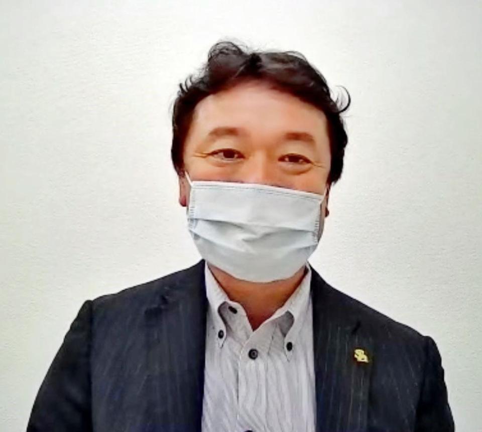 　オンライン会見に臨むソフトバンク・三笠ＧＭ