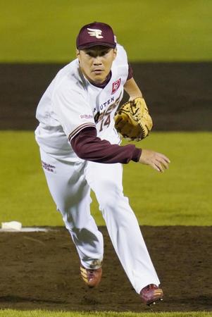 　６回１失点で５勝目を挙げた楽天・則本昂＝楽天生命パーク