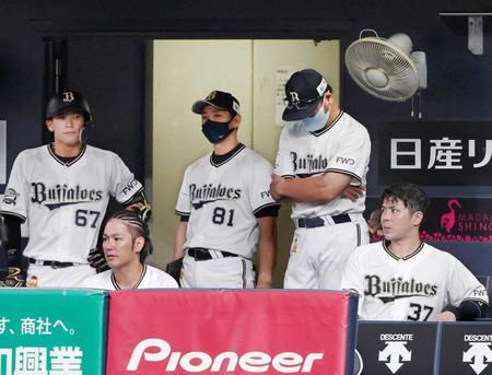 　ロッテに敗れ、うなだれるオリックスベンチ（共同）